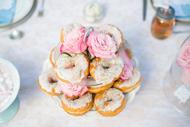 Spring country table with donut cake