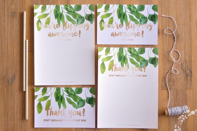 Thank you notes printable card set