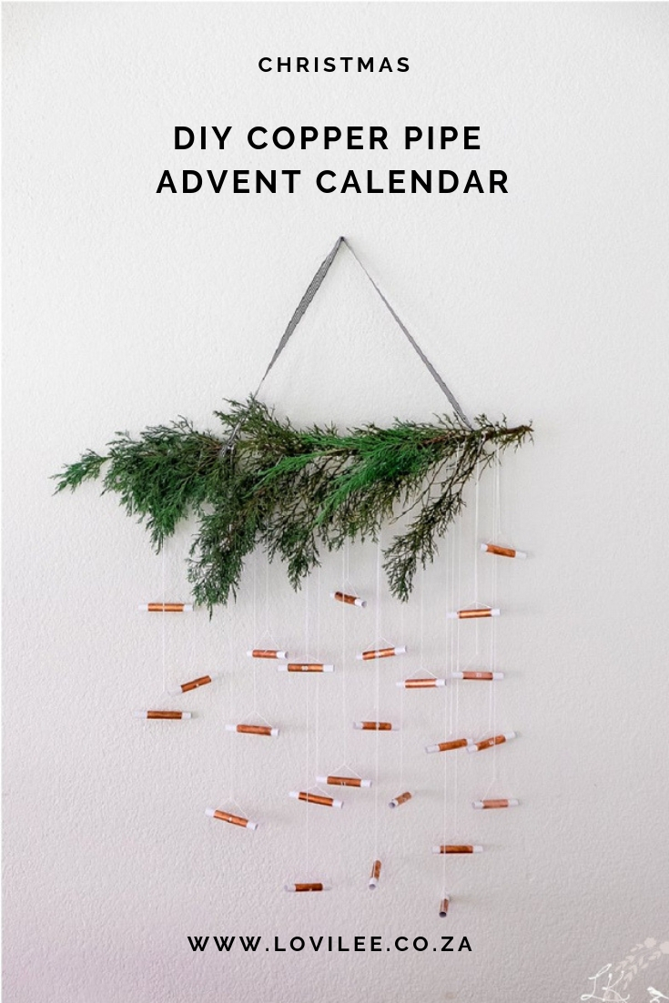 DIY copper pipe Christmas advent calendar