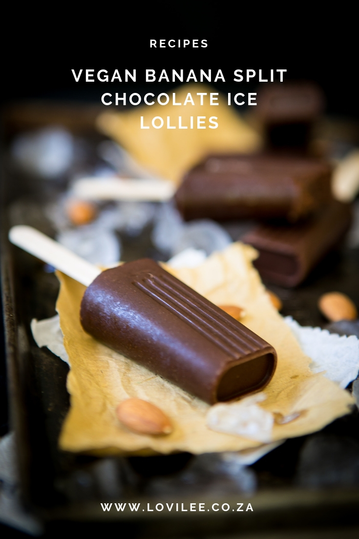 Cool down this summer with these banana split Vegan chocolate ice lollies