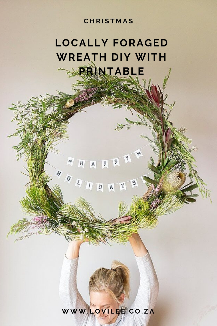 Locally foraged Christmas wreath DIY with free printable