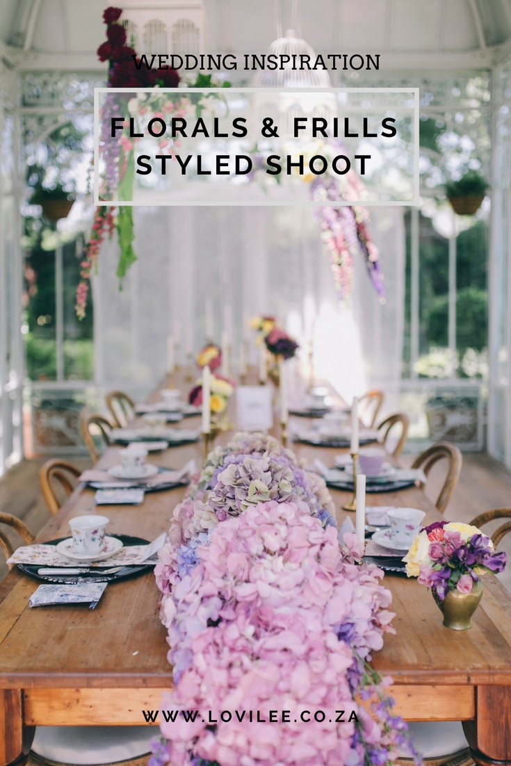 Hydrangea table runner bridal styled shoot