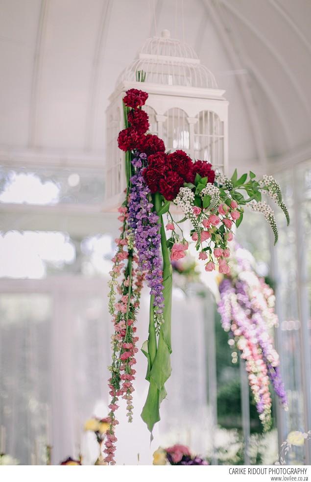 Wedding bird cages with flowers