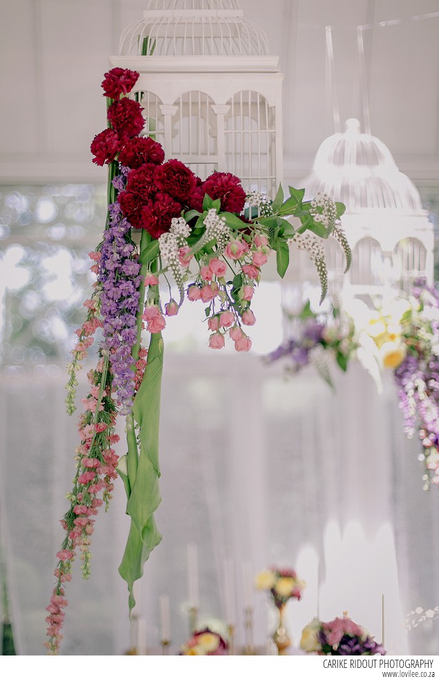 Wedding bird cages with flowers