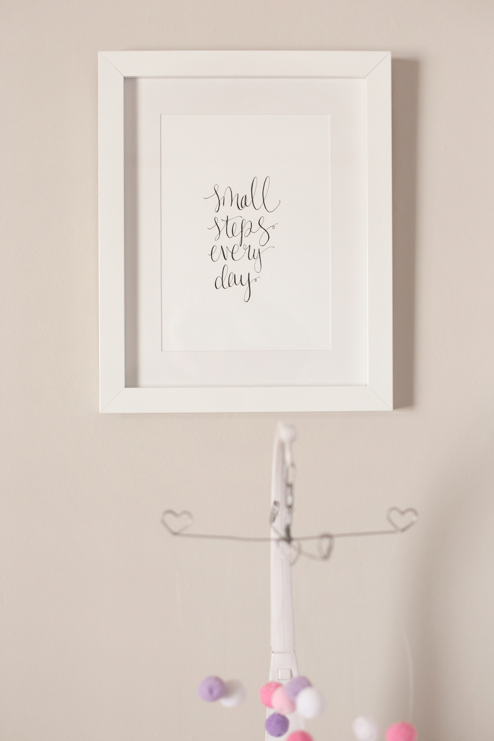 Custom handlettering kids wall art 'Little Steps every day' Image by Hello Love Photography