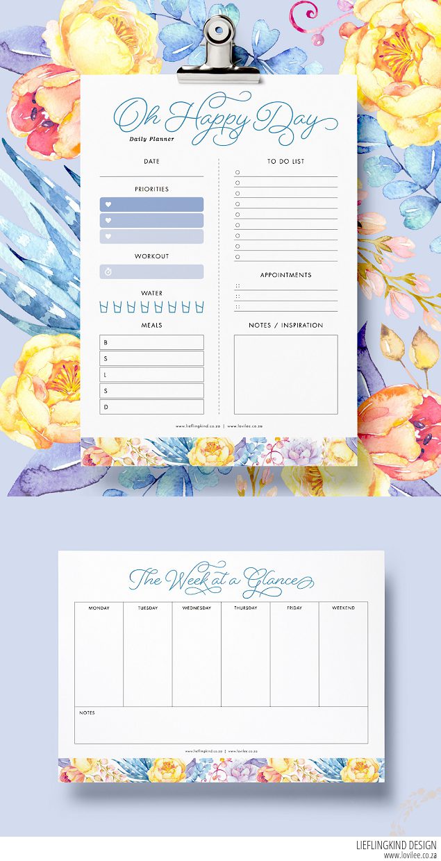 daily and weekly free planner printables