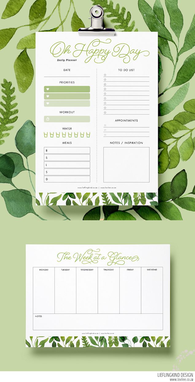 daily and weekly free planner printables