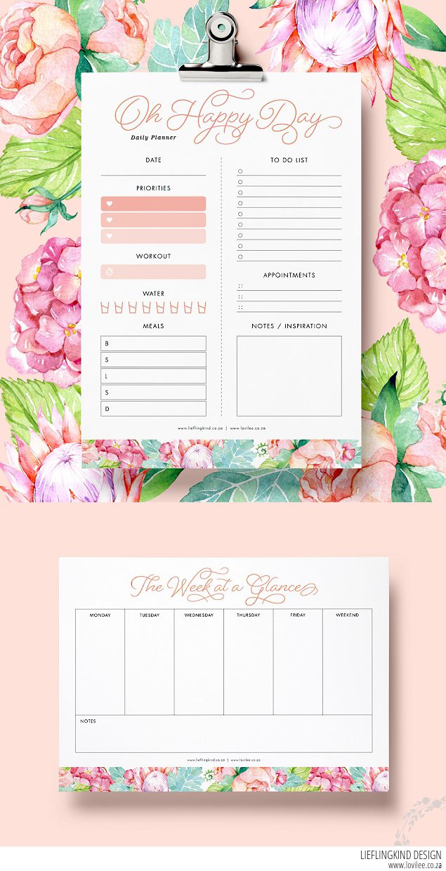 daily and weekly free planner printables