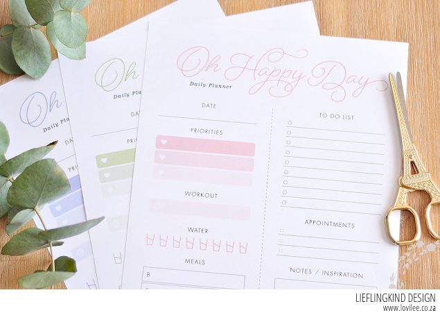 daily and weekly free planner printables 