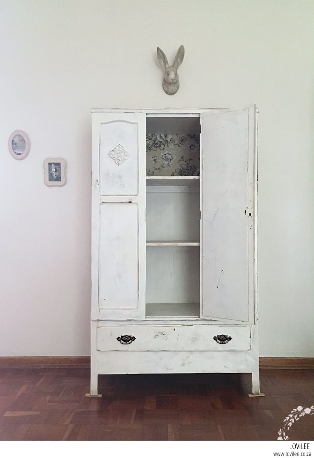 DIY cupboard shelf fabric covering 