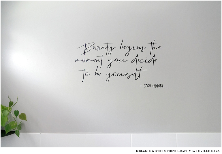 Lovilee bathroom makeover quote by coco Chanel vinyl wall art