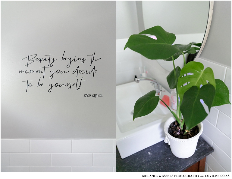 Lovilee bathroom makeover quote by coco Chanel vinyl wall art