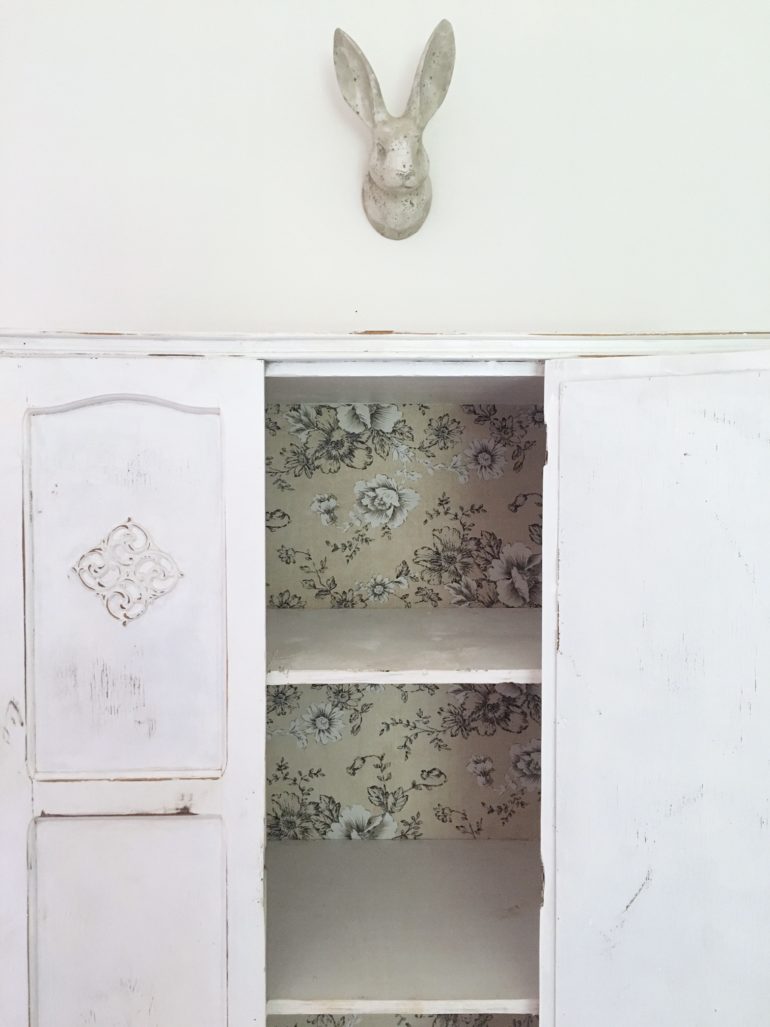 DIY cupboard shelf fabric covering