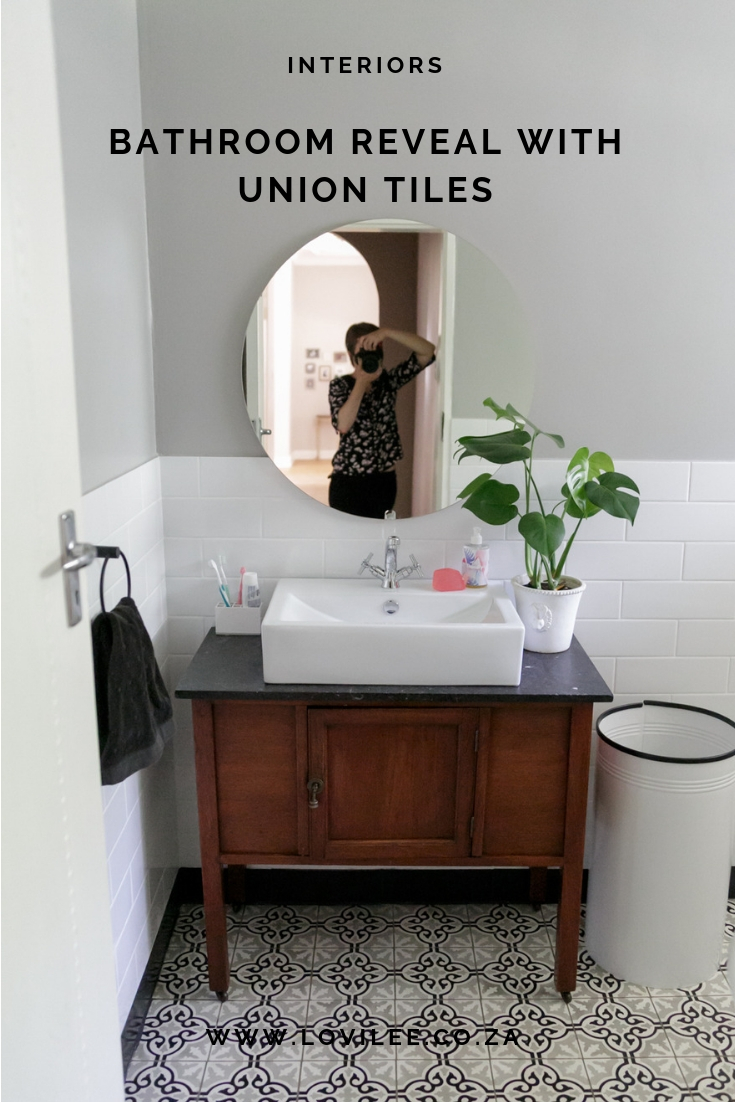 Bathroom renovation with Union Tiles, mirror by Native Decor