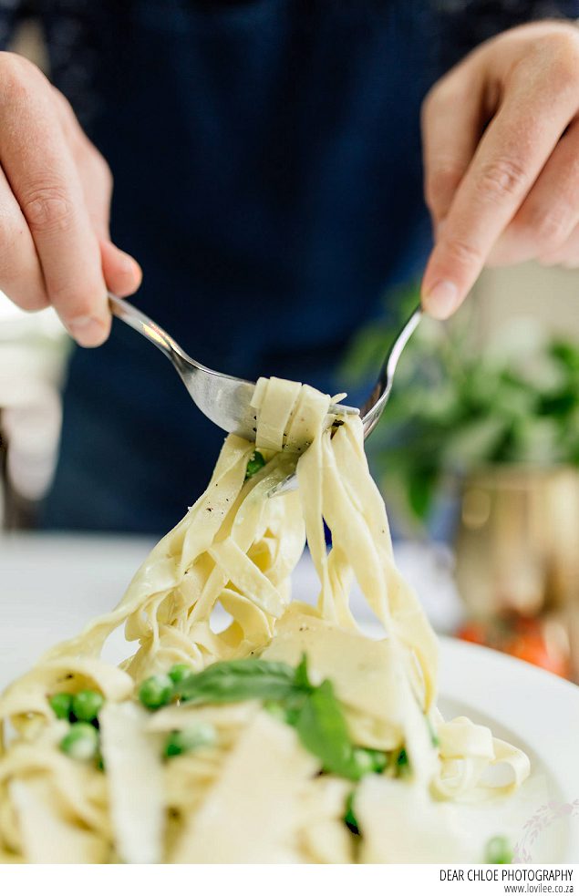 Creamy Basil Sauce & Peas Pasta recipe