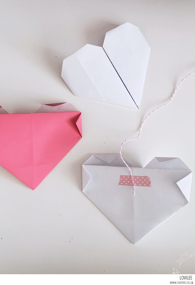 Simple origami heart step-by-step instructions