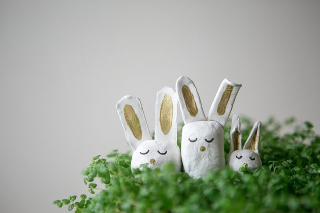 Air dry clay bunnies for Easter