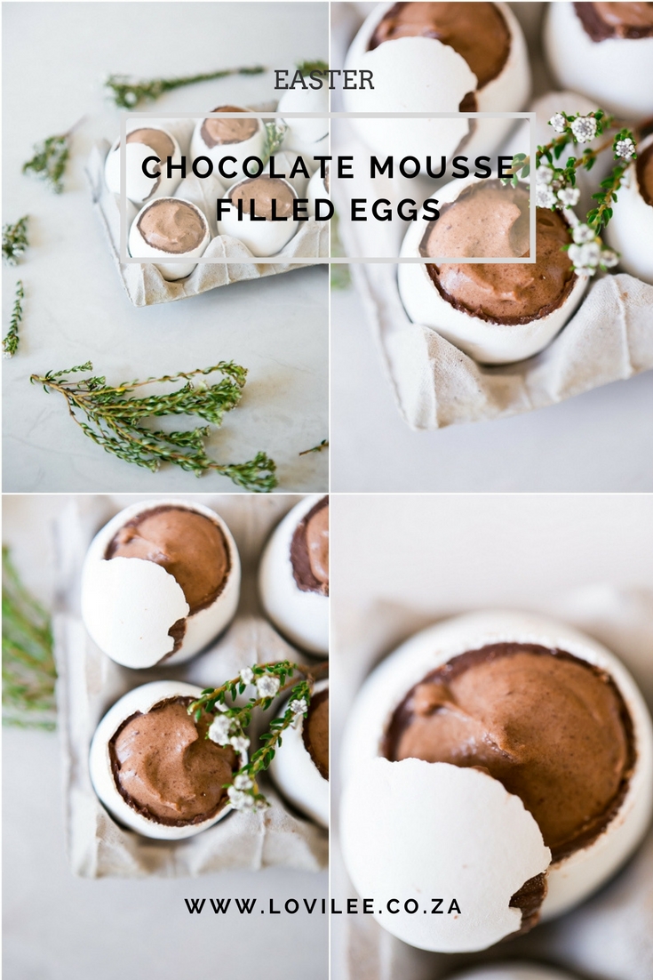 Delicious chocolate mousse filled Easter eggs