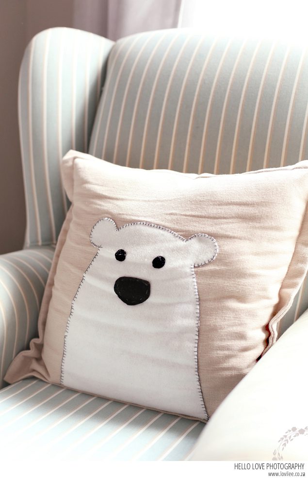 Polar bear nursery cushion