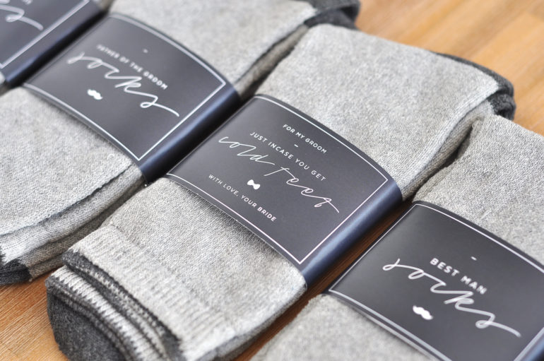 Free cold feet sock label printable for the groom and his men