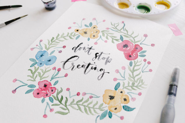 DIY Watercolour Wreath Tutorial with Caterham Design Co.