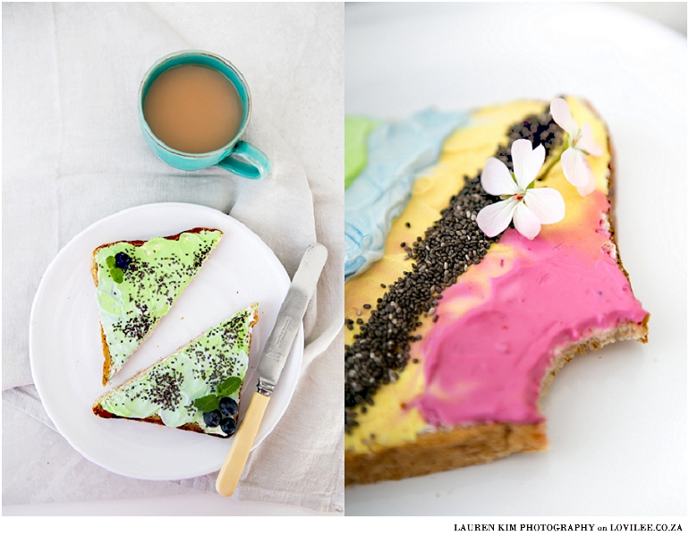 Vegan Rainbow Toast recipe by Lauren Kim Food Photography