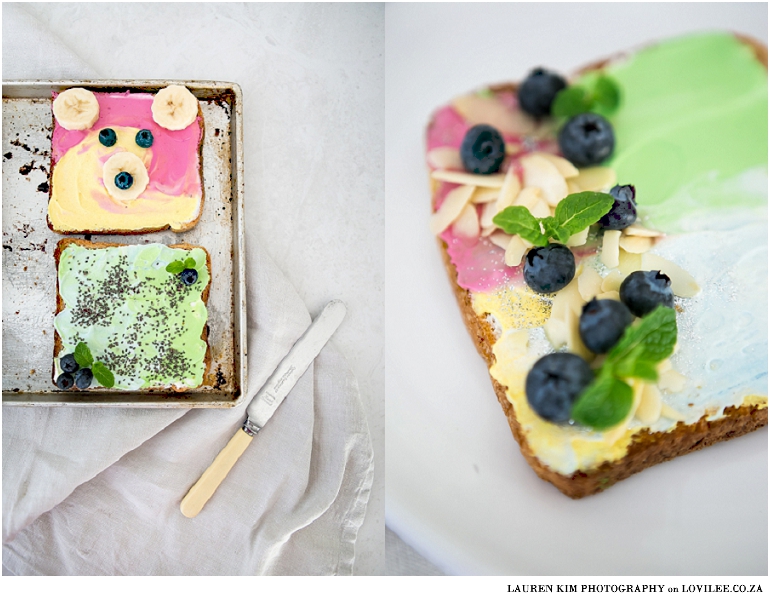 Vegan Unicorn Toast recipe by Lauren Kim Food Photography