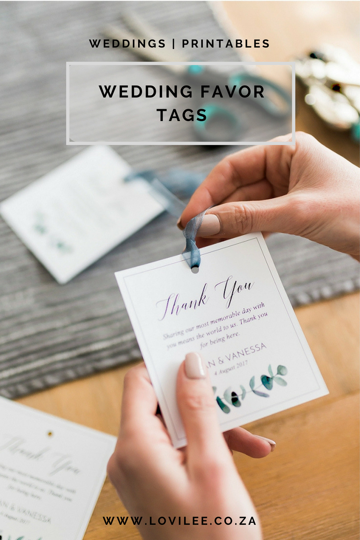 Download some pretty and free printable wedding thank you tags for your wedding favors