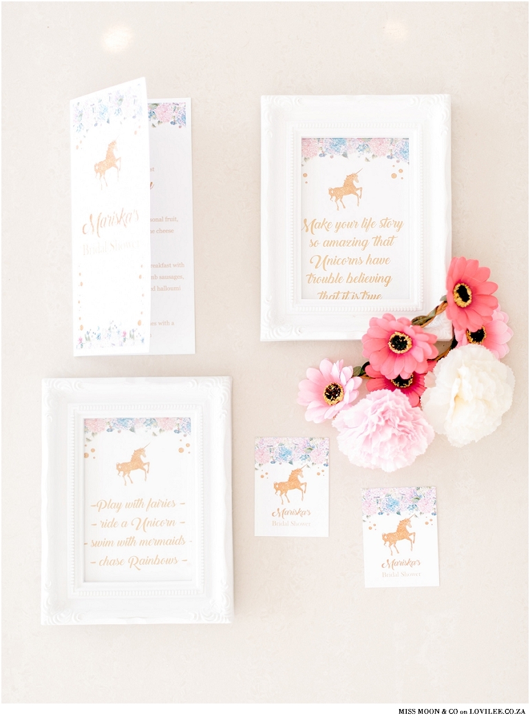 Unicorn Party invitation and stationary