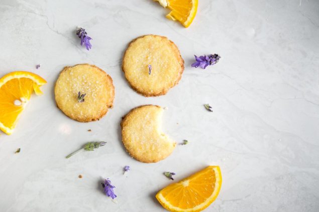 Orange & Lavender Shortbread cookies by Lauren Kim Food Photography