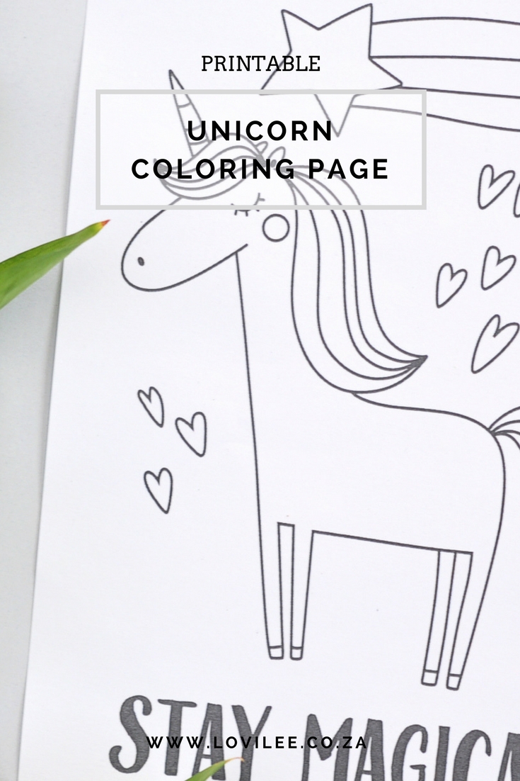 Free printable unicorn colouring page