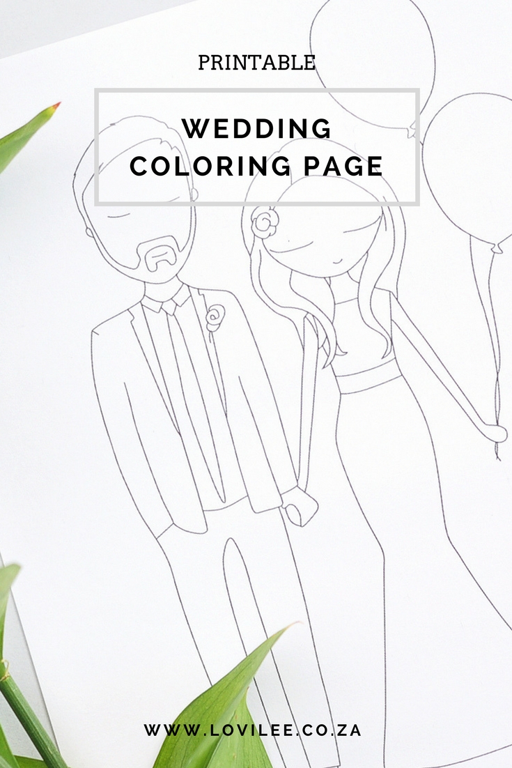 Free printable wedding colouring page