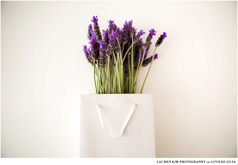 Fresh lavender in a gift bag