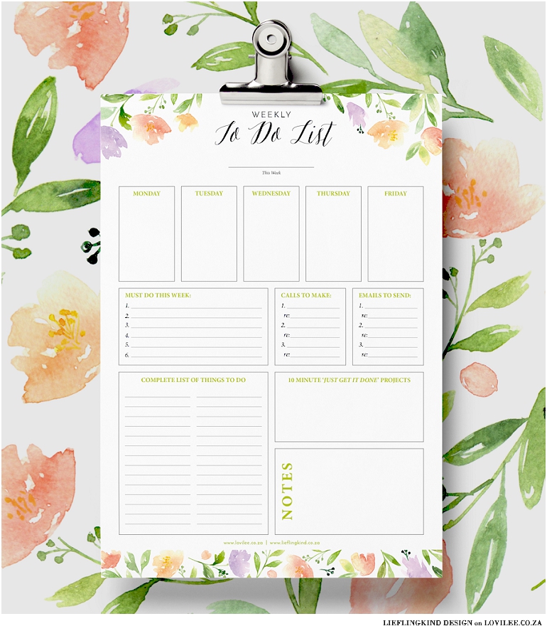 Weekly to do list printable by Lieflingkind Design