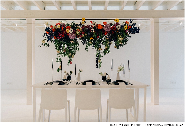 Colorburst wedding centrepiece installation