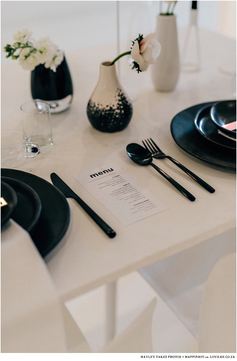 Monochrome wedding table decor