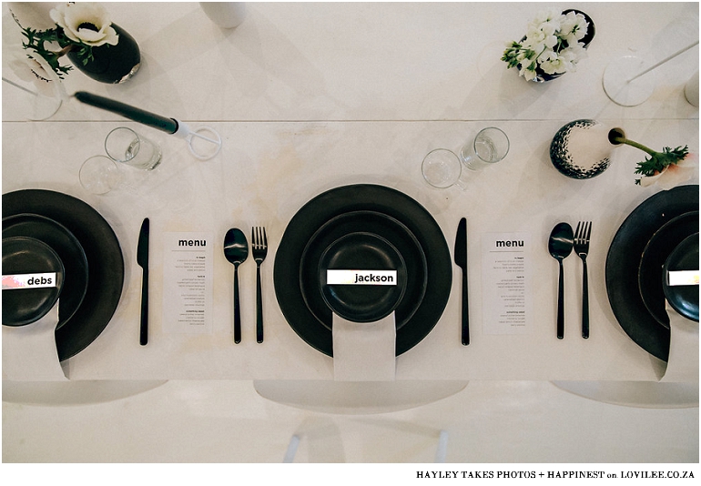 Monochrome wedding table decor