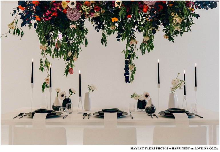 Monochrome wedding table decor