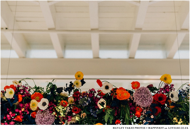 Hanging wedding flower installation