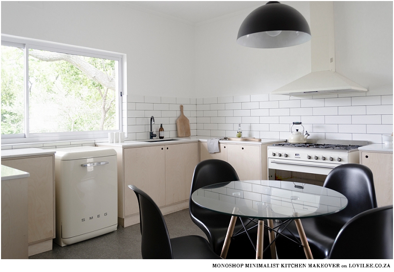 Minimalist kitchen makeover with Off-white SMEG dishwasher