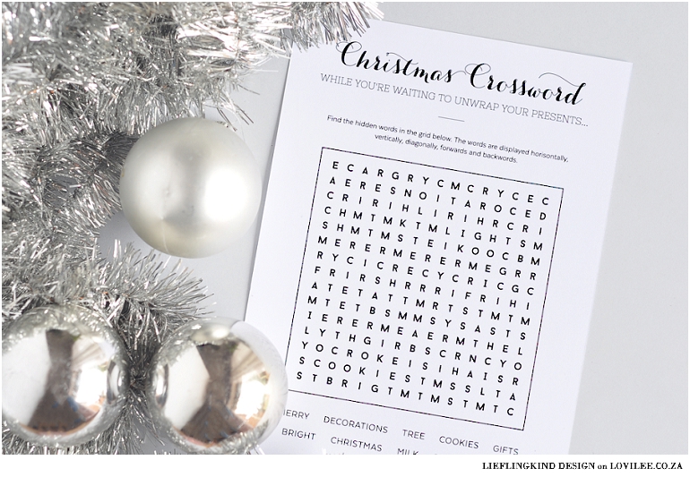 Christmas Games Word search