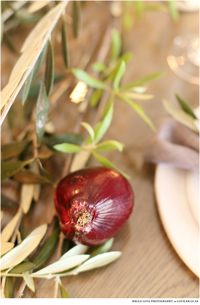 Scandinavian Christmas table decoration with olivebranches