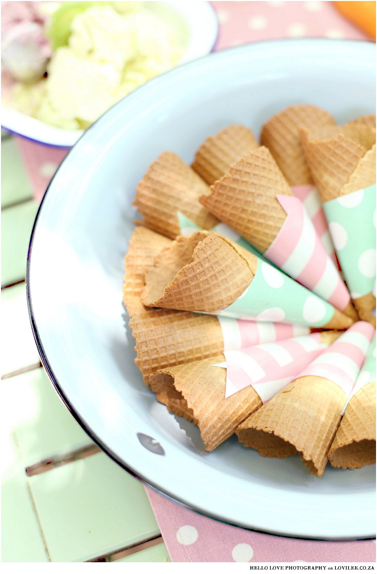 Sugar Cones in a bowl garden party ideas