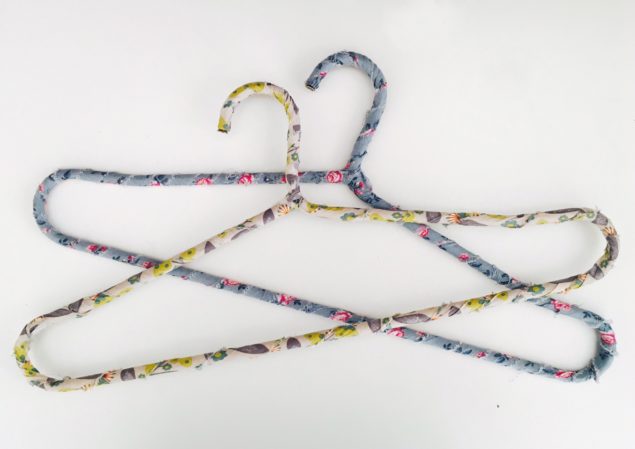 Create pretty fabric covered hangers