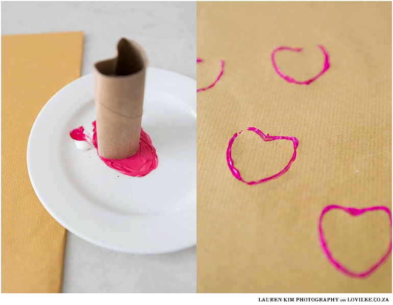 Toilet roll stamping DIY wrapping paper