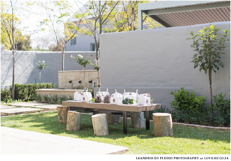 Forest theme kids party with tree stump chairs