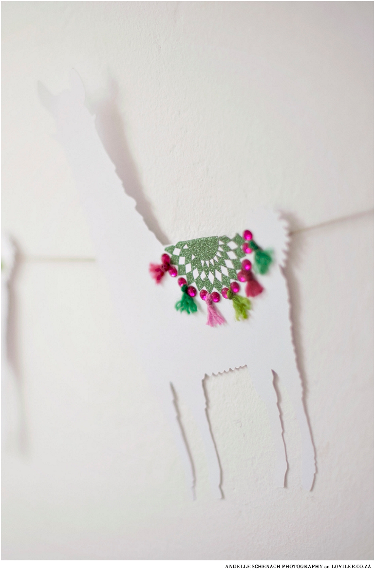 Kids birthday party ideas - handmade llama bunting with mini tassles