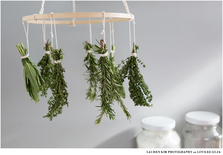 Embroidery hoop fresh herb drying rack