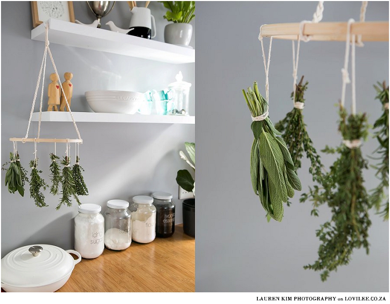 Embroidery hoop fresh herb drying rack