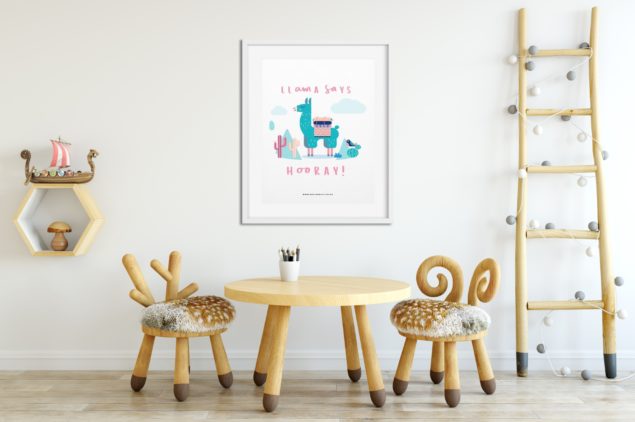 free llama poster printable on Shutterstock mock-up